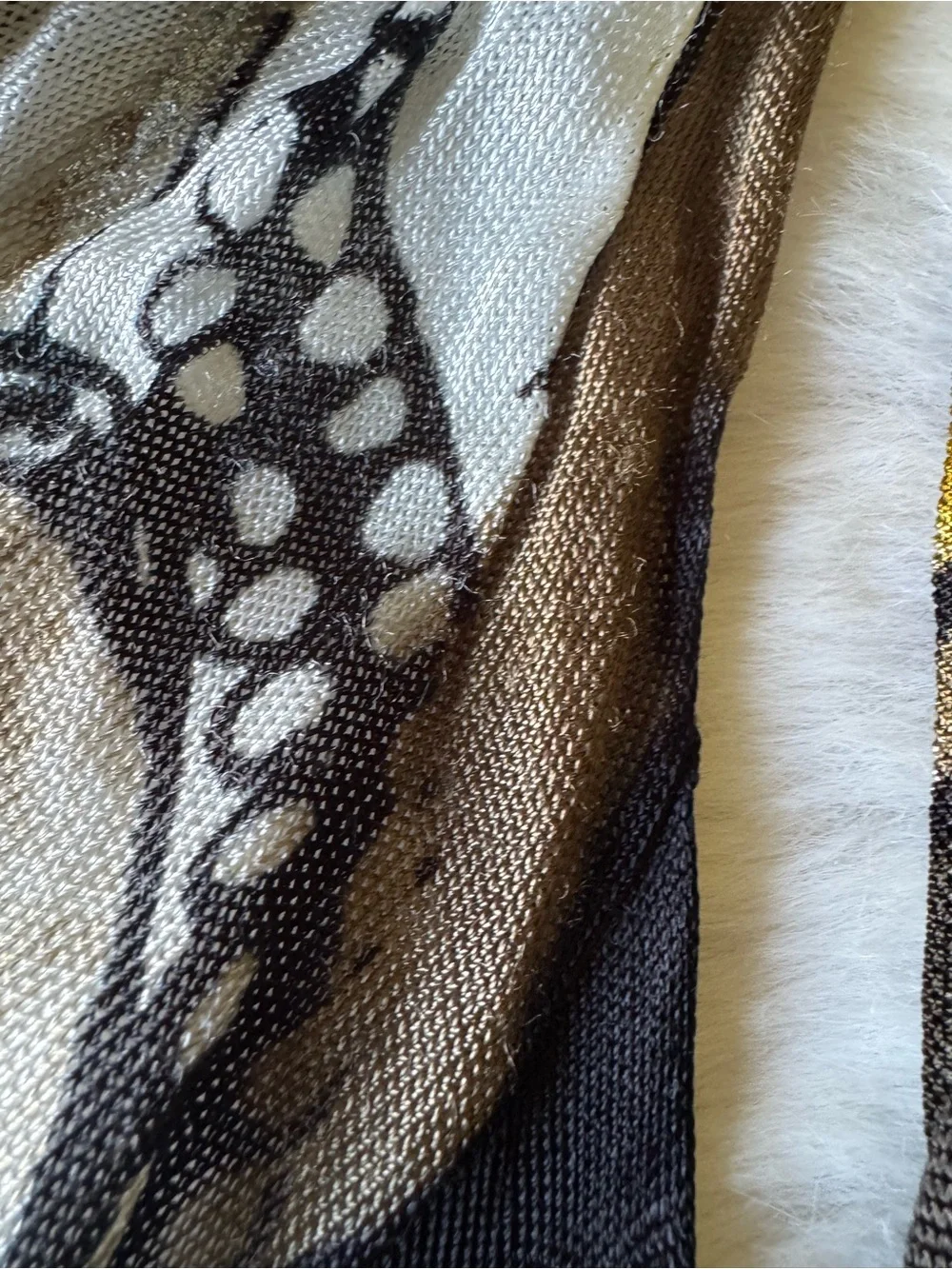 Adore Black, Beige & Gold Art-Print Flowing Wrap Scarf